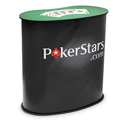 Budgetbord med tryckt omslag och toppskiva med dekal.