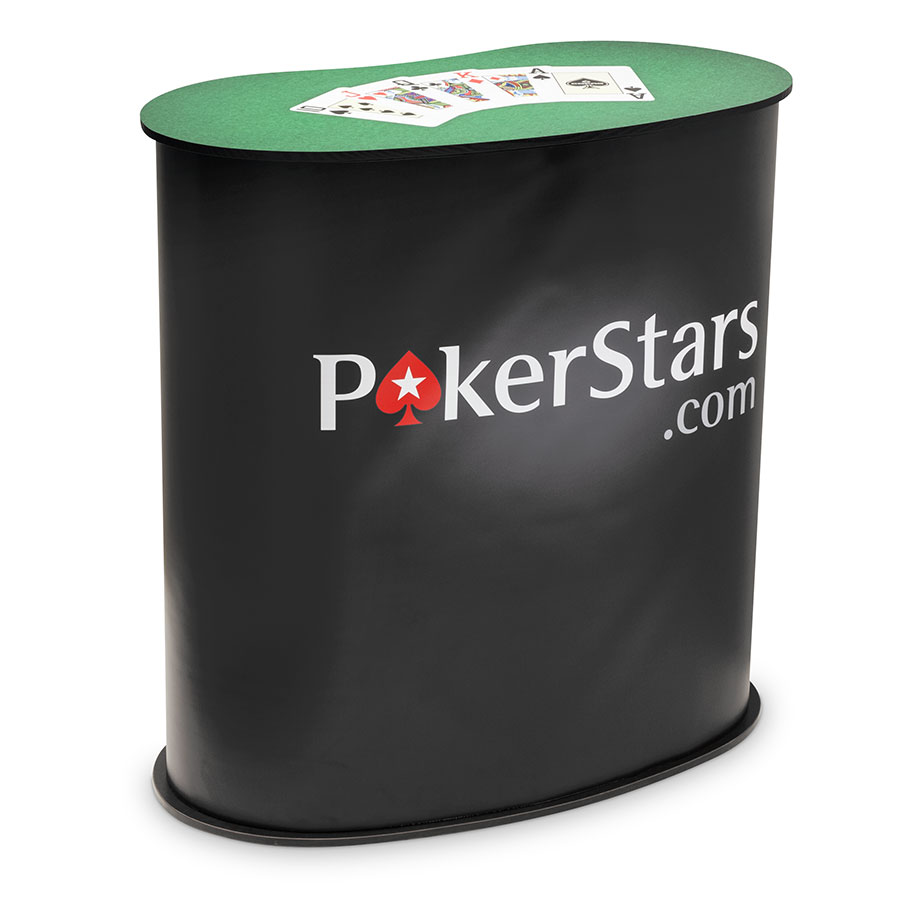 Budgetbord med tryckt omslag och toppskiva med dekal.