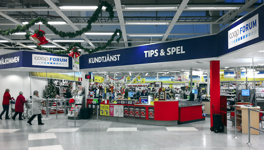 Butiksinredning monterad med Listig.