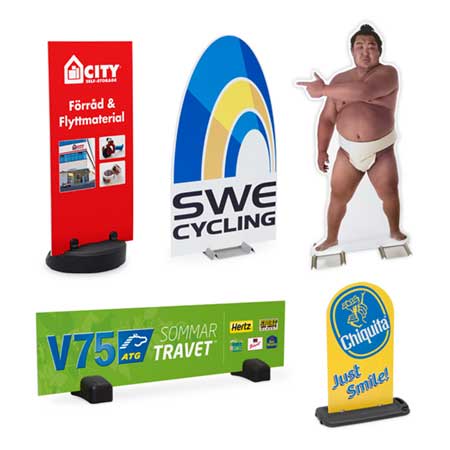 Skyltar, gatupratare och skyltsystem med tryck.