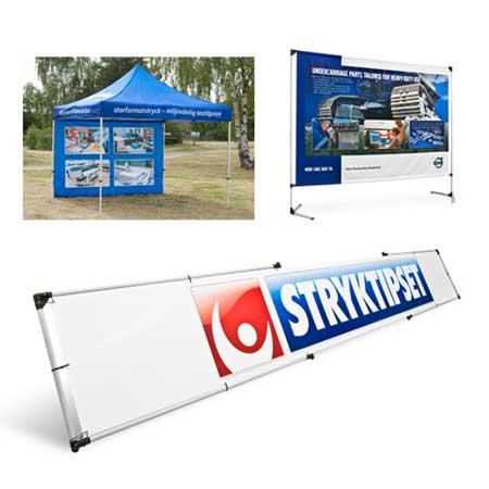 Tält och eventprodukter med tryck.