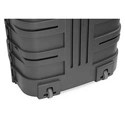 Den hopfällda disken rullas som en kabinväska.