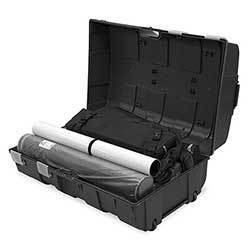 PodiumCase packad med en Soft Image, två roll up, två 4 Screen, omslag och LED-spotlights!
