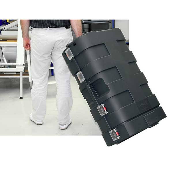 PodiumCase rullas som en kabinväska.