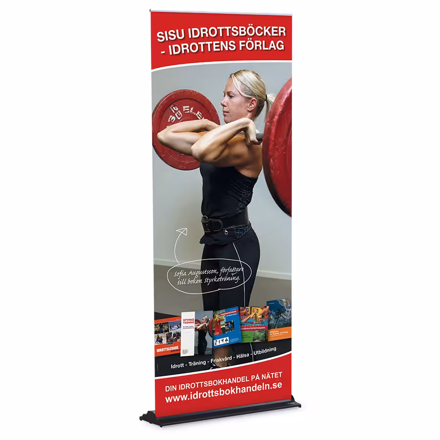 Roll Up Classic 85 med bildvåd av bannervinyl.