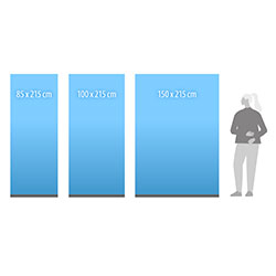 Roll Up Basic finns i tre bredderna 85, 100 och 150 cm. Samtliga med 215 cm höjd.