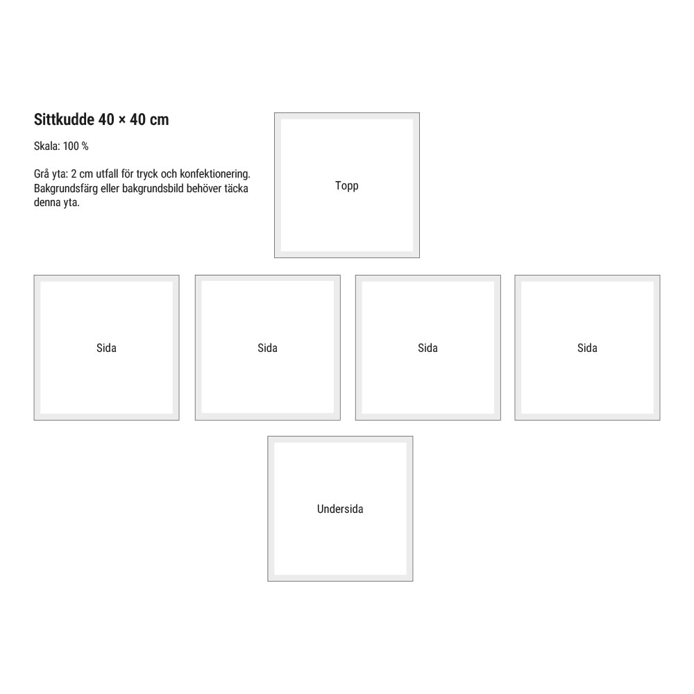 Originalmall för sittkudde med tryck.