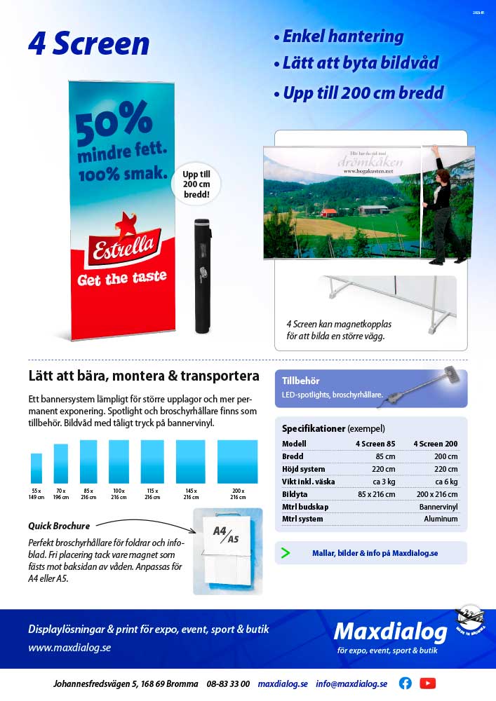 4 Screen produktblad