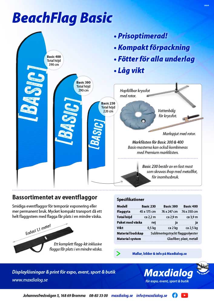BeachFlag Basic produktblad.