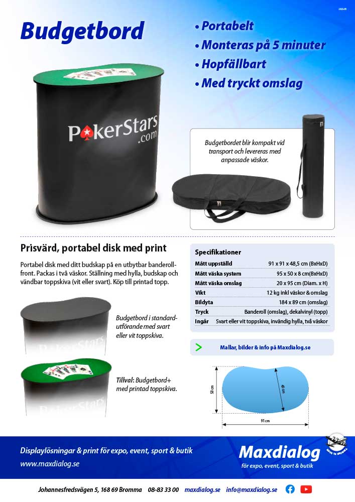 Budgetbord produktblad