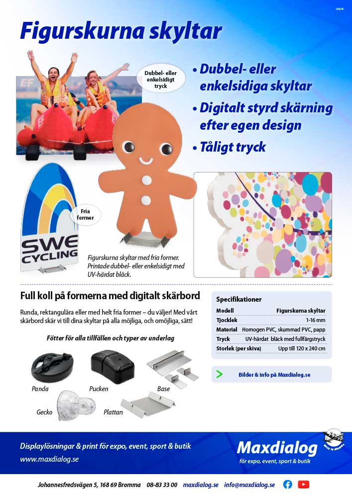 Figurskurna skyltar produktblad