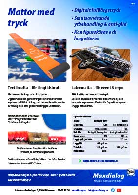 Mattor med tryck produktblad