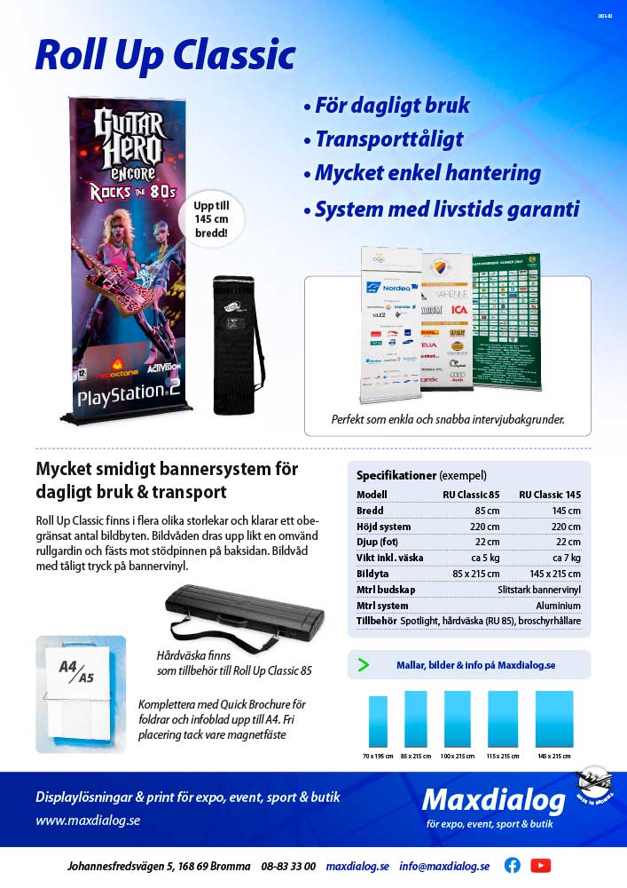 Roll Up Classic produktblad