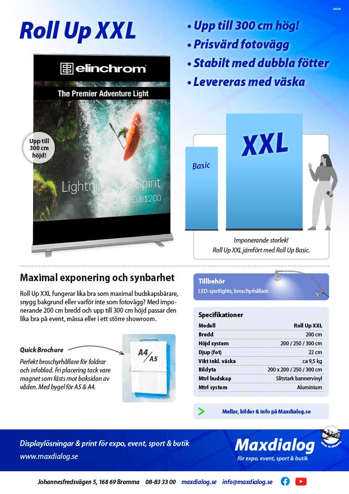 Roll Up XXL produktblad.